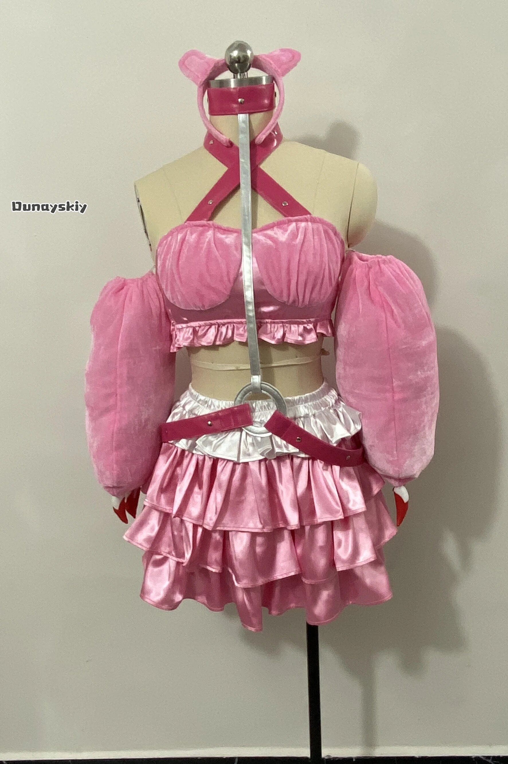 SUPER SONICO GRG Racing Queen Genus Sombere Beer Cosplay Kostuum met sokken Roze Pak met Pruik