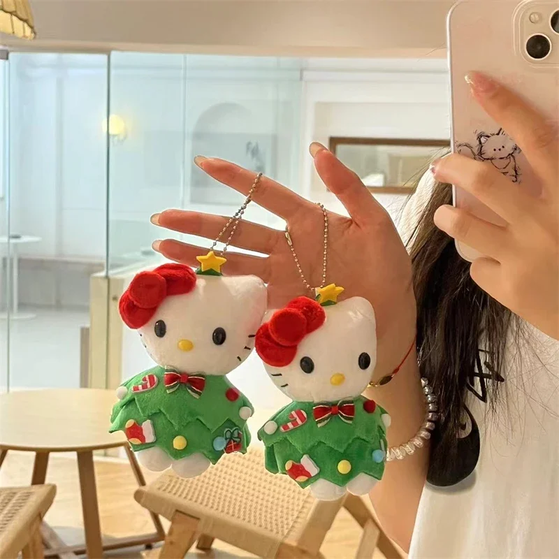 Lindo Sanrio Hello Kitty muñeco de peluche Kawaii Anime dibujos animados KT juguetes de peluche colgante de peluche decoración de árbol de Navidad regalos de vacaciones