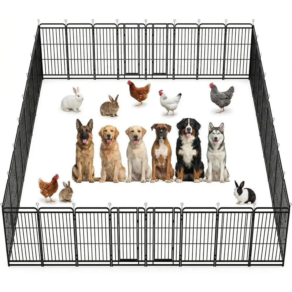 

Outdoor 32-Panel 47 Metal Dog Playpen with Gate, Suitable for Small to Large Dogs, Portable for Camping and Play Yards, 282 Sq.