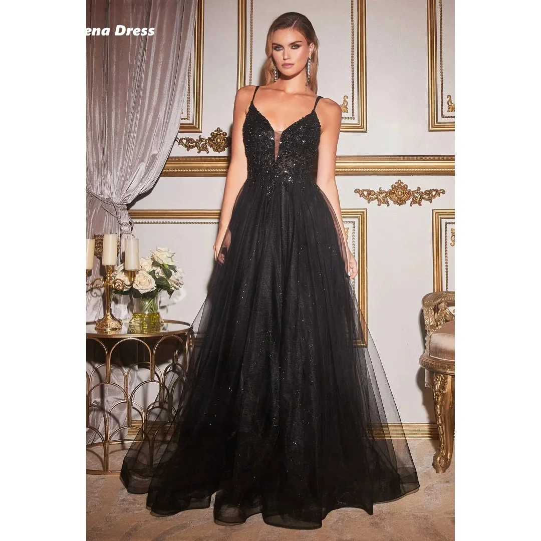 

Anna Wedding Dress Prom Dress Women Elegant Party Dresses Woman Line A Ball Gowns Shiny Saudi Evening Dresses Spaghetti Straps