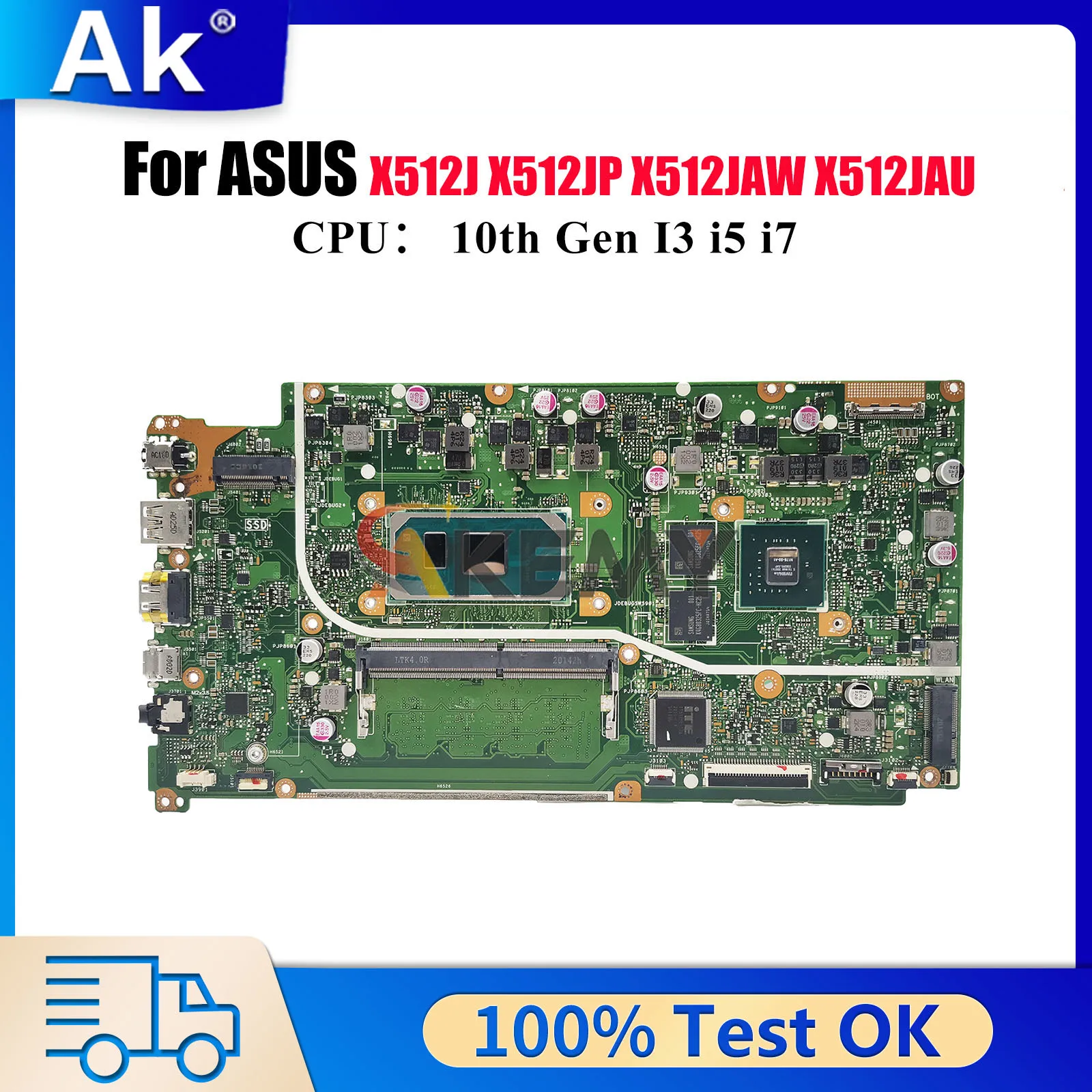 

X512JP Laptop Motherboard For ASUS X512JAW K512J S512J X512J X512JP X512JAU A512J X512JF V5000J Mainboard With 10th Gen I3 i5 i7