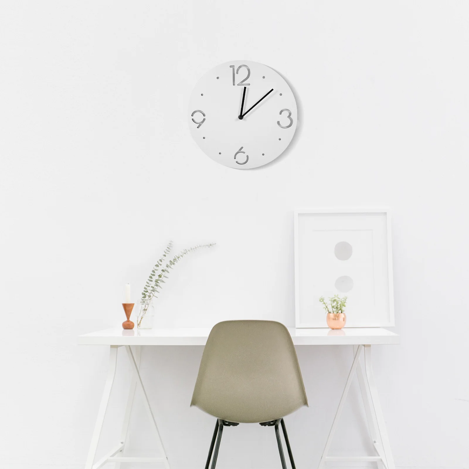 

Acrylic Wall Clock White Round Silent Movement Arabic Numerals Modern Simple Design For Living Room Bedroom Office