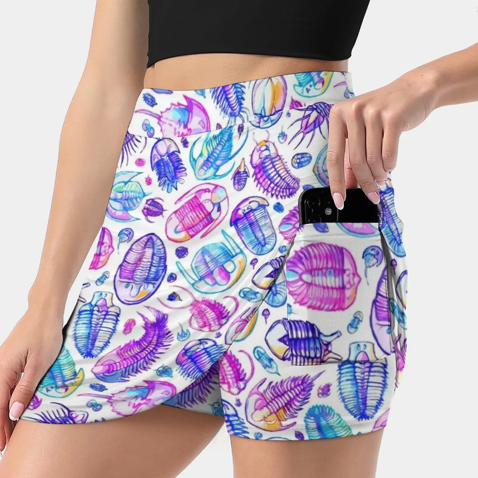 Vibrant Trilobita Women's skirt With Pocket Vintage Skirt Printing A Line Skirts Summer Clothes Trilobites Fossils Animals