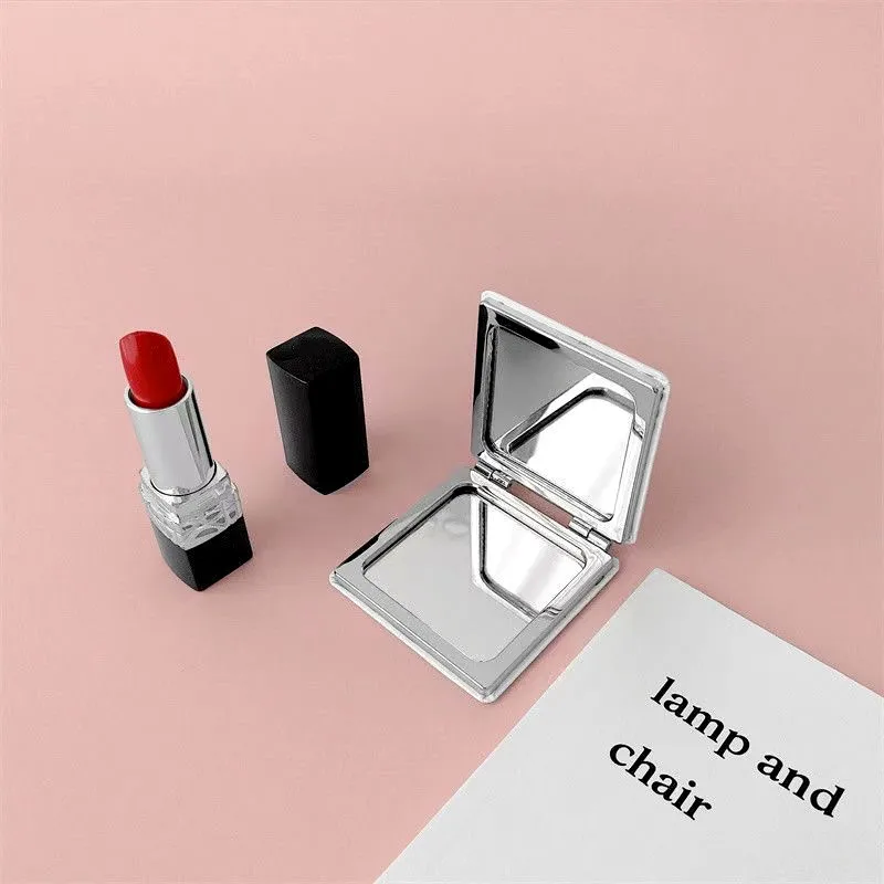 Picture 7: Makeup Mirror Little Rich Lady's Mirror Magnifying Glass Foldable Mirror Portable PU Material Mini Small Square Mirror Cute