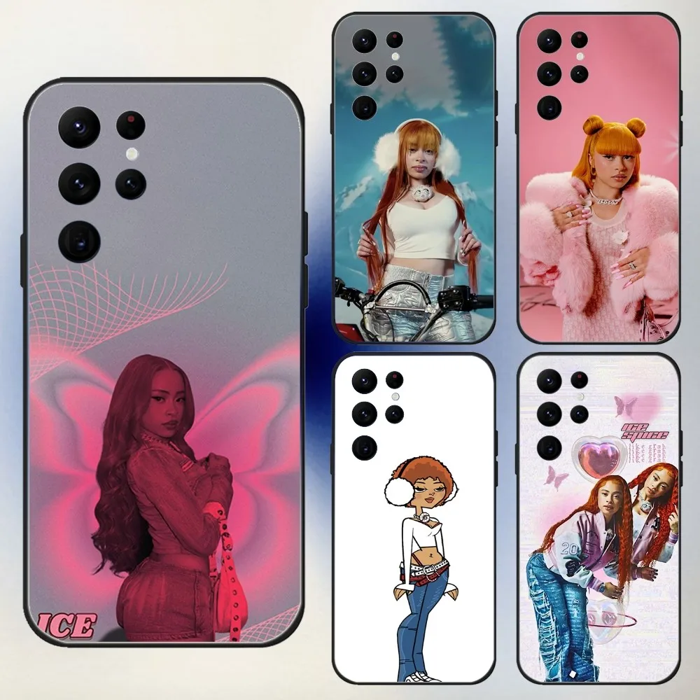 Rapper Ice Spice Phone Case For Samsung S24,23,22,30,21,10,9,Ultra,Plus,Lite,FE,5G Black Soft Case