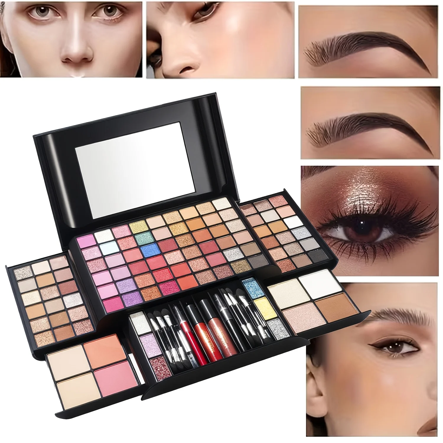All-in-One Makeup Gift Set - Includes Eyeshadow Palette, Lipstick, Blush, Etc. A Complete Set of Makeup Supplies. An Excellent Gift for Your Girlfriend or Best Friend.
