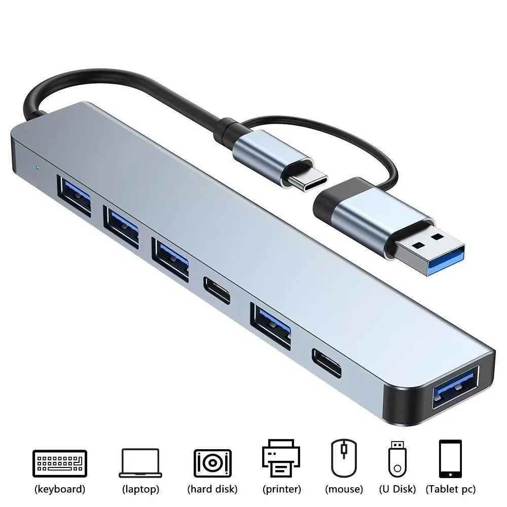 7 IN 1 USB Hub 3.0 Multiport Dock Station Type C Splitter 5W PD Adaptador for Lenovo Macbook Pro Computer Accessories