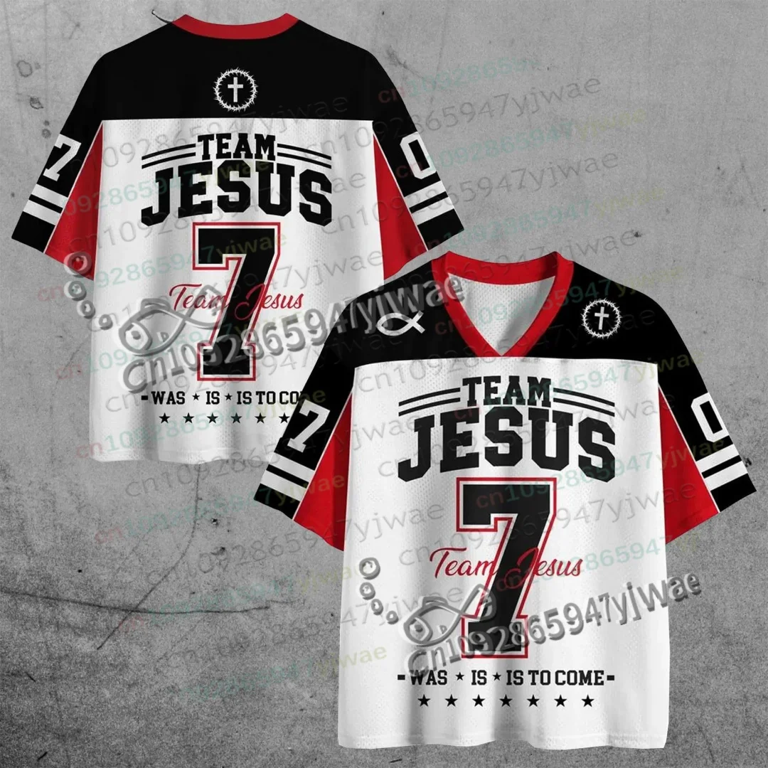 Team Jesus 7 Christian Mesh Jersey Faith Bible Verse Baseball Unisex Jersey “Was Is Is To Come” Biblical Jesey Women Clothing