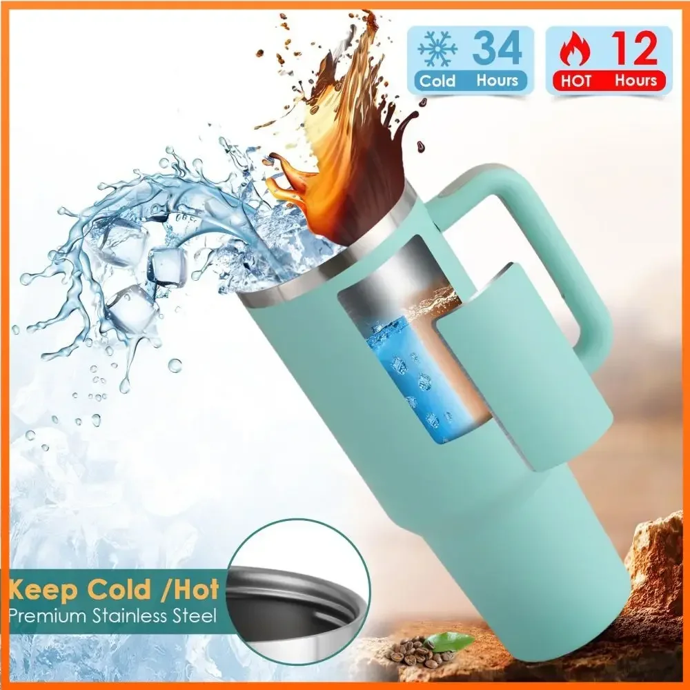 Thermal Mug 1200ml 40oz Handle Tumbler Insulated Car Travel Mug Vacuum Sublimation Stainless Steel H2.0 Flow State Tumbler Cup