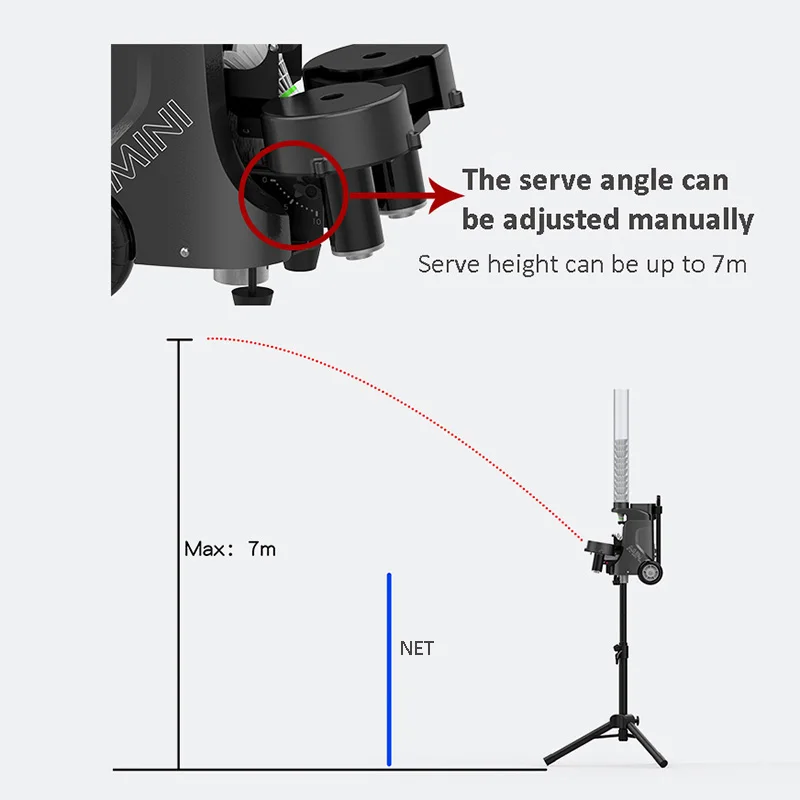 PUSUN PB-Mini Badminton Serve Machine Portable Single Trainer Self-Training Ball Feeder Lightweight  Small Size