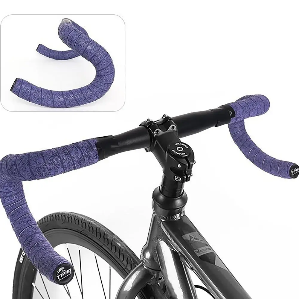 Bike Anti Slip Strap Bike Handlebar Tape Snow Print EVA PU Anti-Slip Cycling Handlebar Cover with 2 Bar Plug Bike Accessories