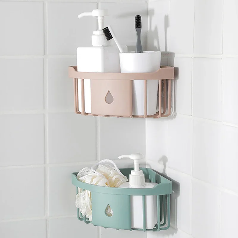 Plastic Corner Storage Rack Kitchen Organizer Shelf Sink Sponge Brush Holder Bathroom Corner  Toiletries Storage Holder