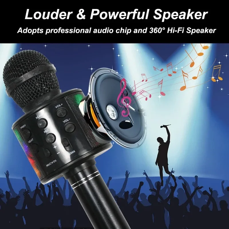 ميكروفون صوت متكامل كاريوكي لاسلكي للأطفال يغني ميكروفون كاريوكي لاسلكي واحد للأطفال أفضل هدية لعبة
