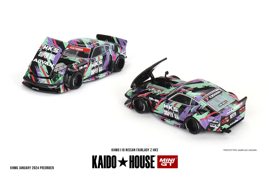 Kaido Huis + MINIGT 1/64 Nissan Fairlady Z HKS KHMG118 Auto Legering Speelgoed Motorvoertuig Diecast Metalen Model voor Kinderen