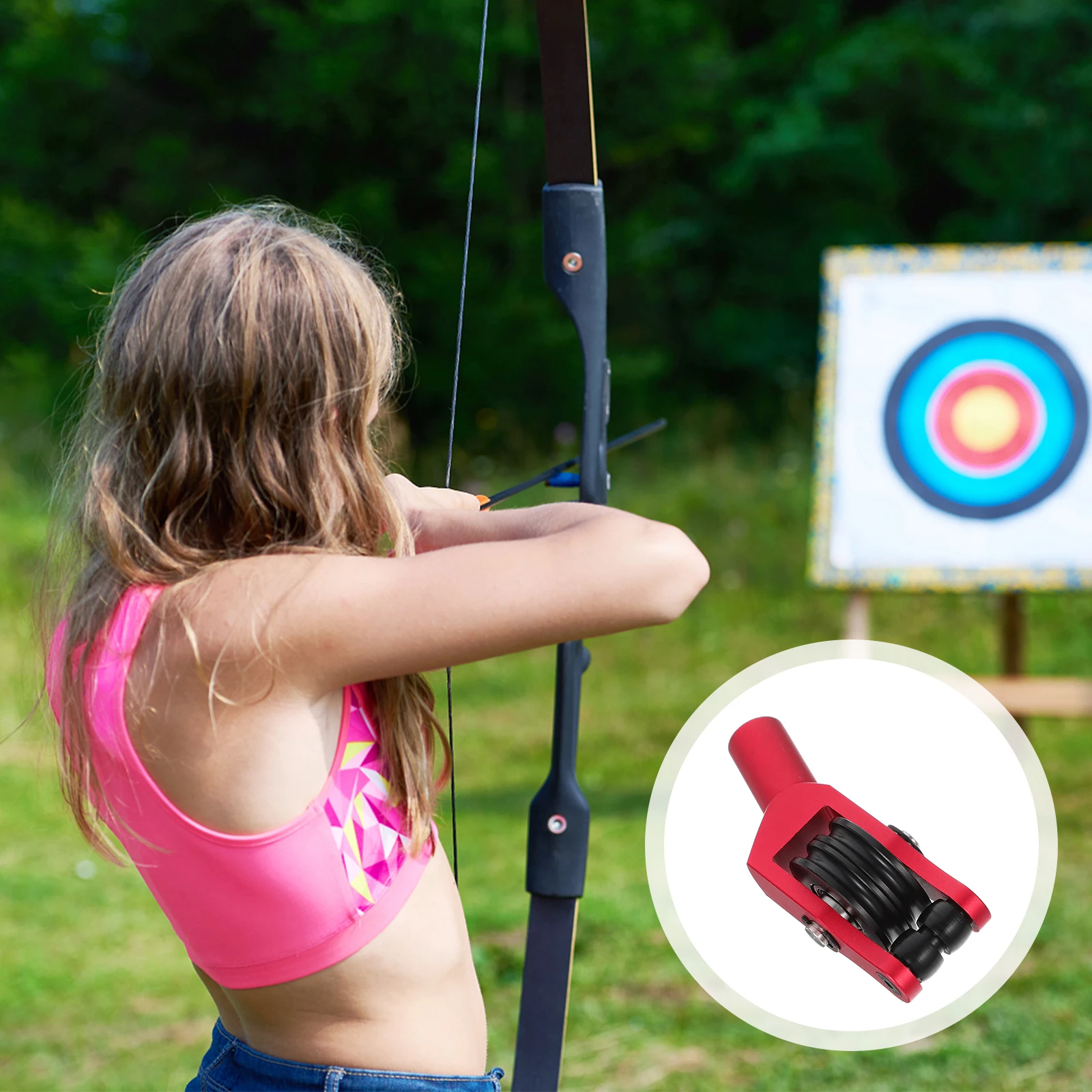

Aluminum Alloy Separator Durable Compound Bow Cable Slide For Men Women Red Hunting Bowstring Separator Accessory