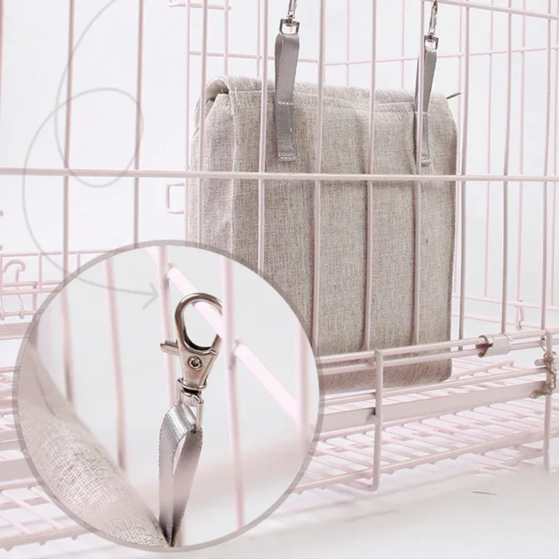 1PC Hanging Pouch Feeder Hay Bag Holder with Hooks Feeding Dispenser Container for Rabbit Guinea Pig Small Animals Pet S/M/L