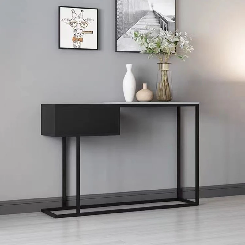 Nordic Marble Console Tables with Flower Rack Living Room Furniture Entrance Console Table Light Luxury Designer Hallway Table