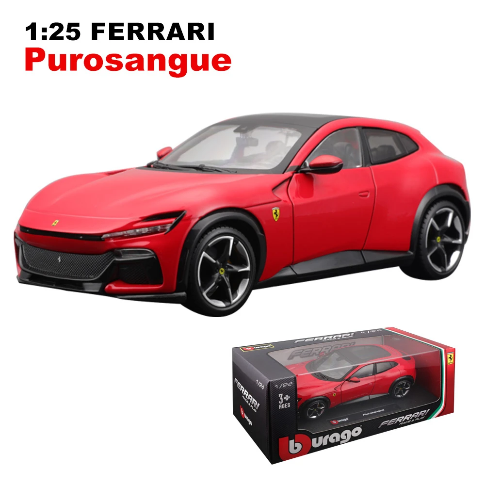 Bburago-Diecast Car Ferrari Model Toy, veículo esportivo em liga, colecionáveis infantis em miniatura, presente de aniversário para crianças e adultos, 1:24