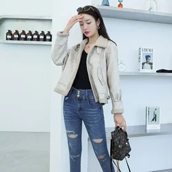 Female Leather Coat Short Winter 2025 Women's Jackets Korean Style Fashion New in Outerwears Reviews Clothes Vintage Long Sleeve