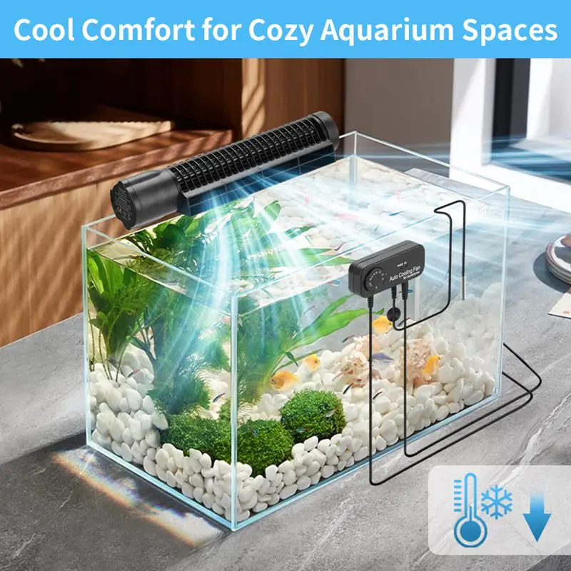 Summer Fish Tank Silent Cooling Fan 120° Wide-angle Rotation Automatic Cooling Fan Aquarium Supplies