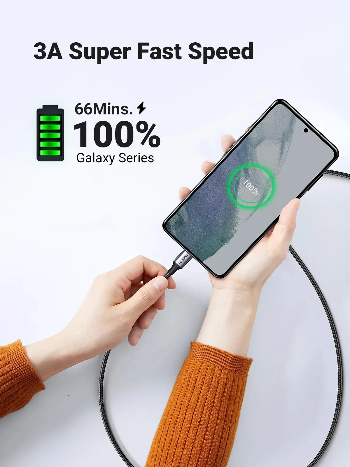UGREEN 60W USB C Cable 100W Type C to Type C Cable 3A PD Fast charging data 25cm 50cm 1m 1.5m 2m 3m Nylon Braided phone notebook