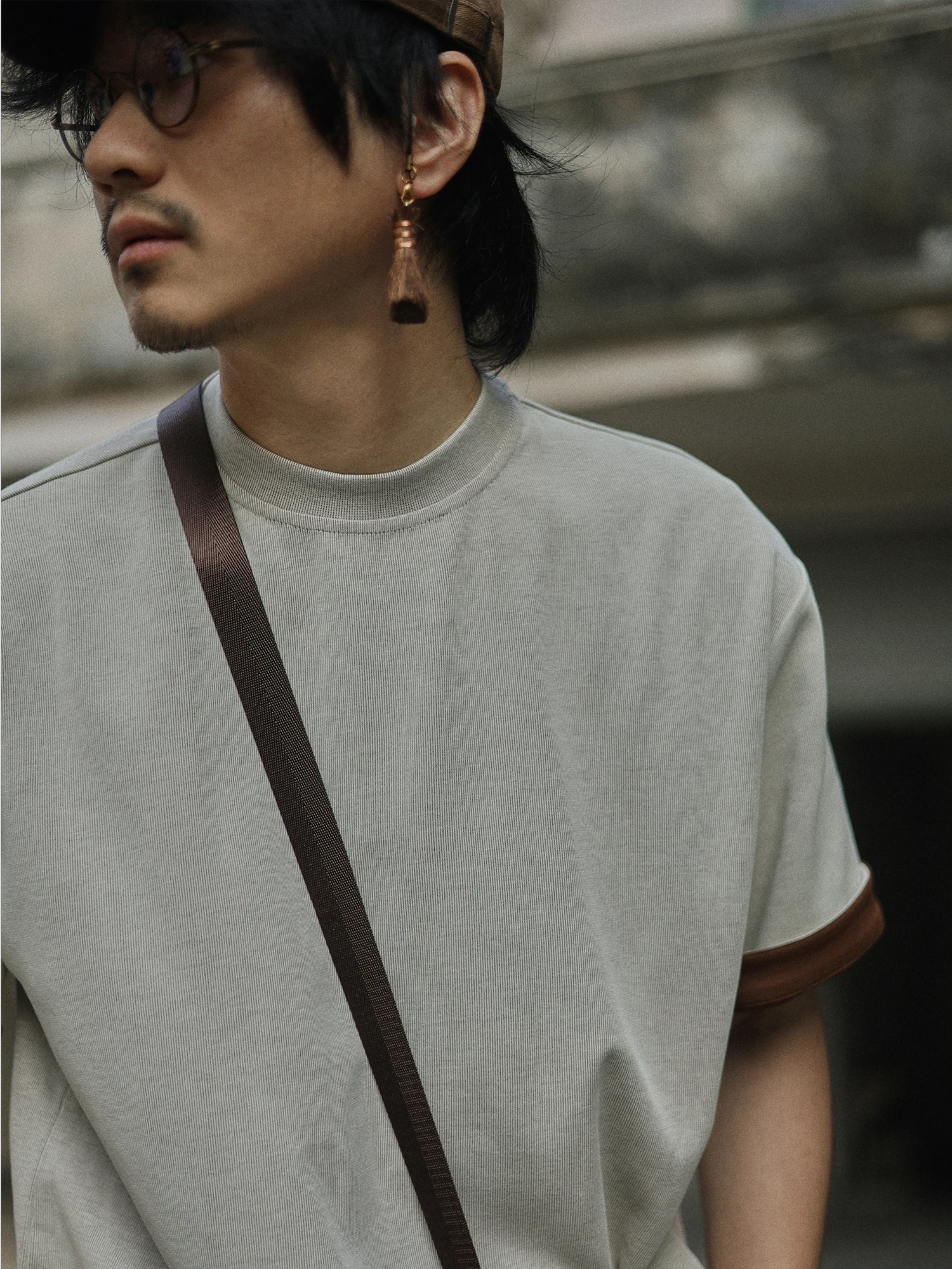 

Color Block Short Sleeve T-Shirt Men's Casual Style Retro Design Cotton Polyester Blend Summer New Fashion Versatile Men's Top