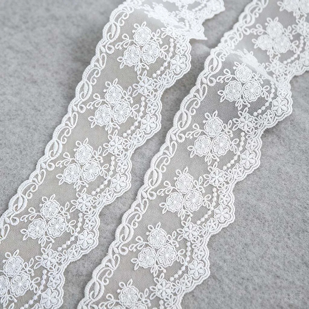 (1 Yard/roll) Width 8cm Soft Cotton Thread Embroidered Lace Dress Design Paired with Handmade Diy