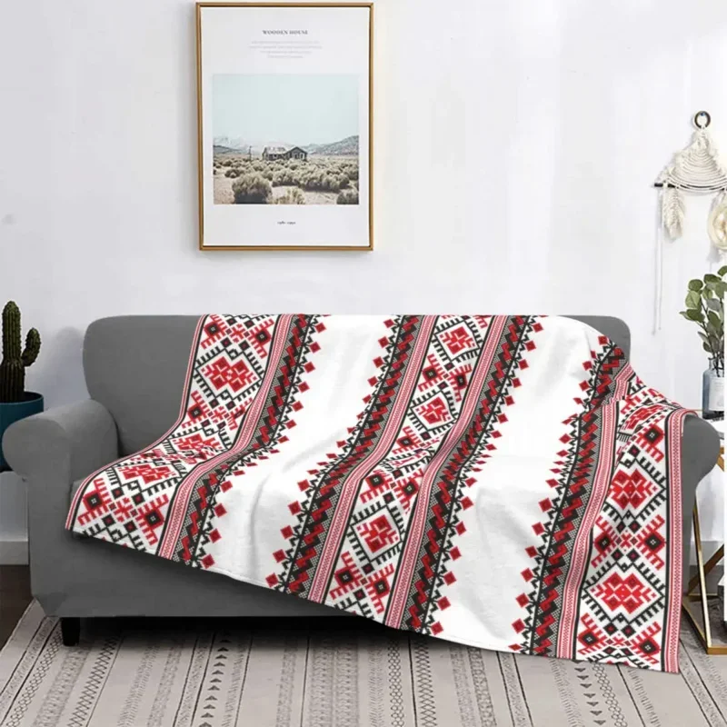 Ukraine Vyshyvanka 3D Printed Embroidery Blankets Warm Flannel Bohemian Geometric Throw Blanket for Bed Travel Rug Piece