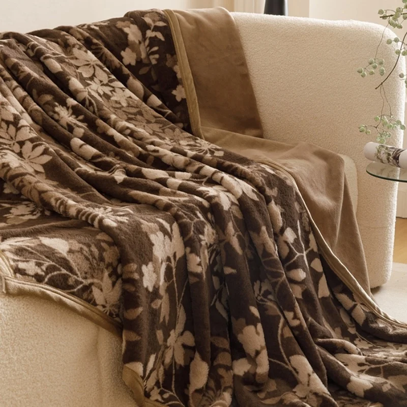 

Жаккардовое одеяло с цветочным принтом, осень-зима, кофейное толстое многофункциональное одеяло для дивана, теплое уютное одеяло для сна, Прямая доставка
