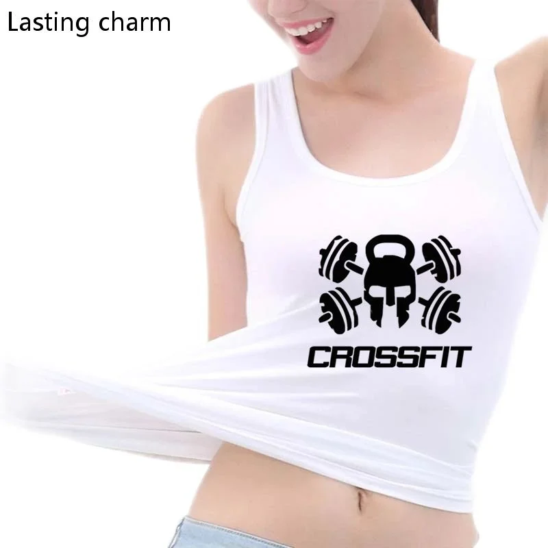 Crossfit Skull Graphics Design Sexy Tank Top Women's Casual Fitness Training Sleeveless Tops Gym Workout Camisole