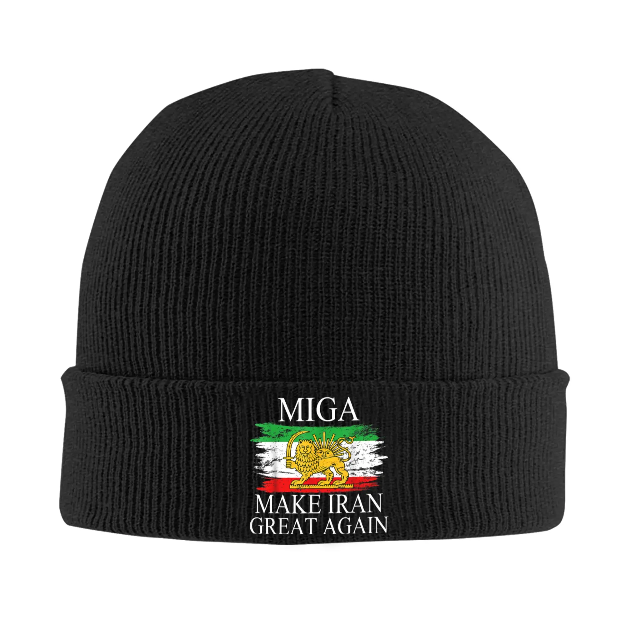 Make Iran Great Again Emblem Of Iran MIGA Gift T Beanie Hats  Bonnet Hats Men Women Casual Outdoor Knitting Hat Elastic Caps