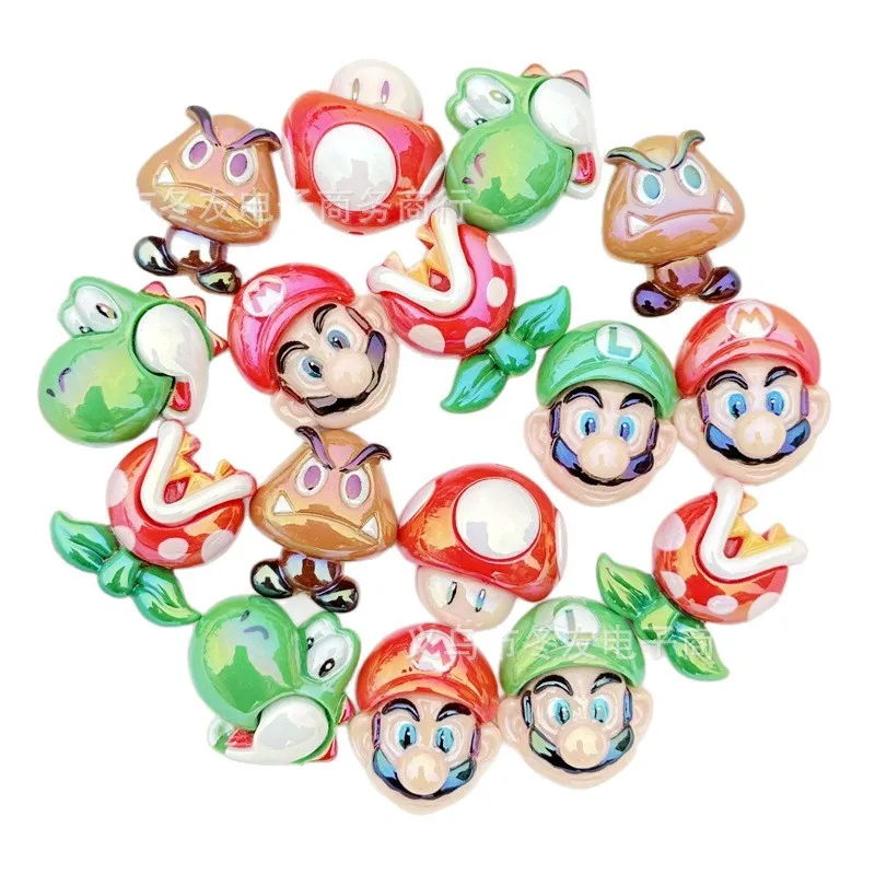 5/10pcs cartoon ornament  through-hole resin bead DIY mobile phone chain keychain car hanging bead pen accessories gift view 6