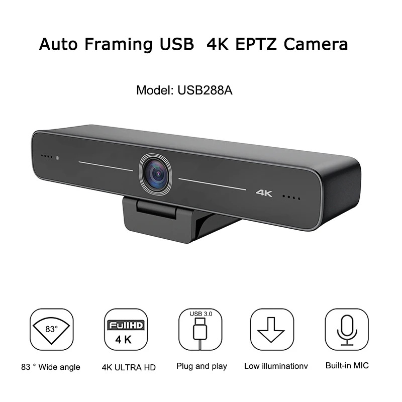 Auto Framing 4K EPTZ Camera USB Audio Video Solution for Home Office & Small Conference Rooms