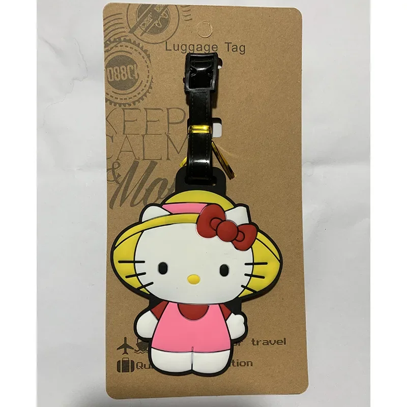 Kawaii Hello Kitty Luggage Label Anime Figures Melody Kuromi Luggage Tag Cartoon Suitcase ID Address Holder Baggage Boarding