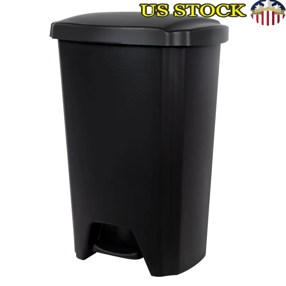 

12.1 Gallon Step Trash Can Plastic Garbage Bin with Lid Touchless Soft Close Hands-Free Waste Solution Kitchen