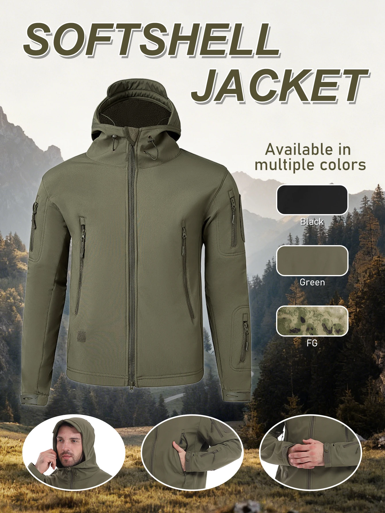 

Esdy 1 Set of Men's Outdoor Fleece-Lined Jacket Suit, Outdoor Softshell Jacket, Mountaineering Suit, Men's Outdoor Tactical Jacket and Pants, Winter Thickened Warm Coat, Hunting Polar Softshell Suit, Outdoor Tactical S