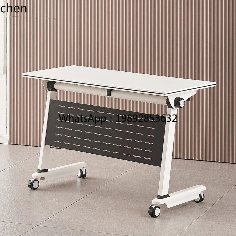 U6 Folding Training Table and Chair Free Combination Conference Table Side Flip Table with Brake Wheels