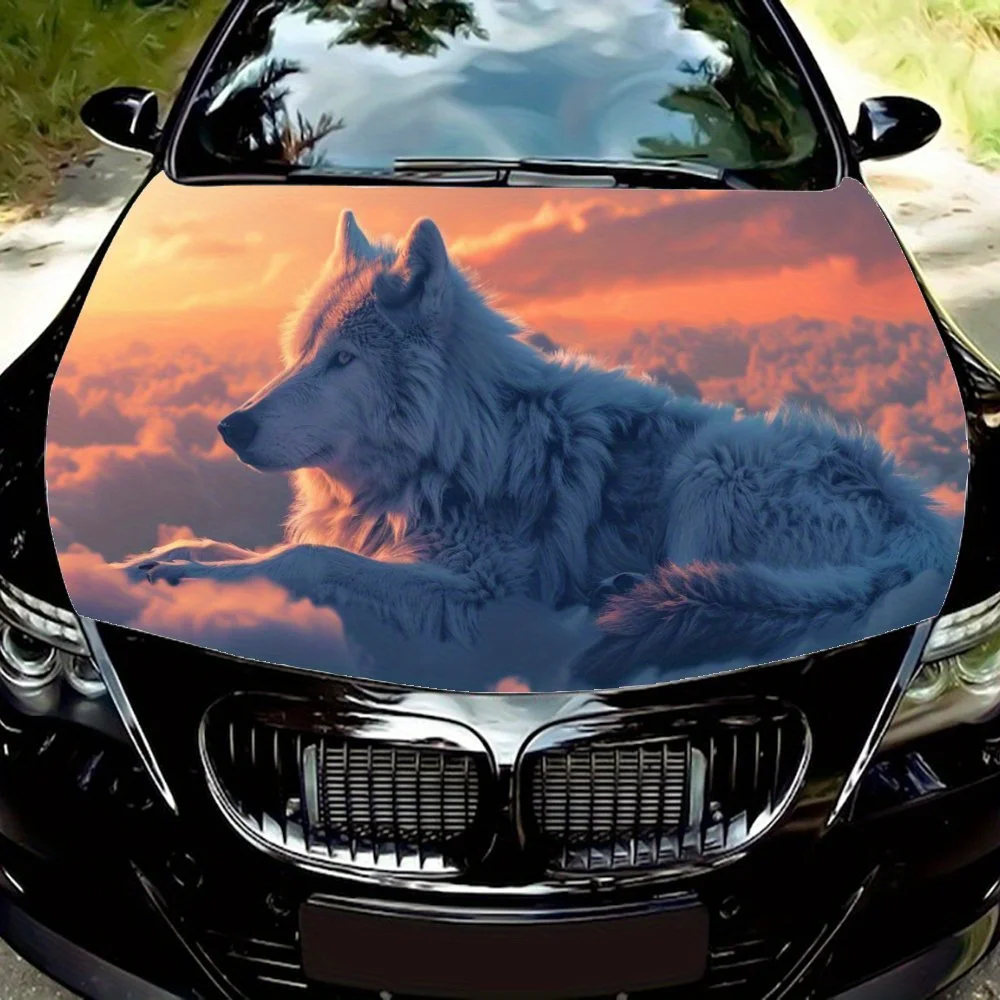 

The Wolf in The Clouds Under The Sunset Car Hood Wrap Color Vinyl Sticker Truck Graphic Bonnet Auto Accessories Decor Decal Gift