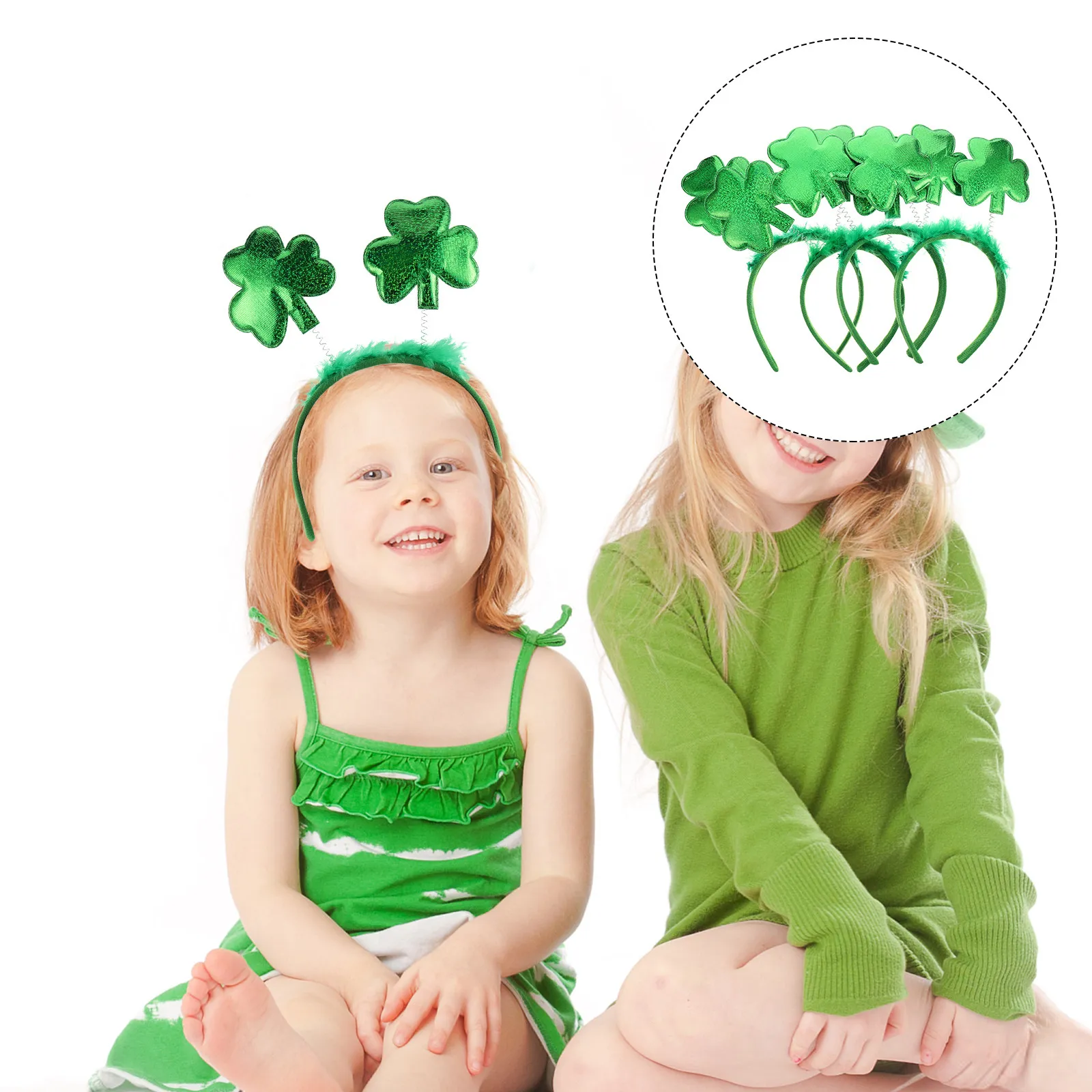 

4Pcs St Patrick's Day Shamrock Hairbands Green Bowknot Hair Hoops Party Headwear Festival Accessories Women Hair Hoops