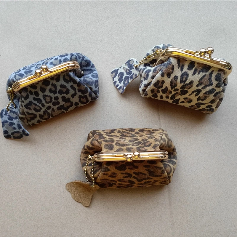 

Маленький кошелек для монет из натуральной кожи с леопардовым принтом, чехол для губной помады с пуговицами, многофункциональная портативная компактная сумка для хранения монет из воловьей кожи