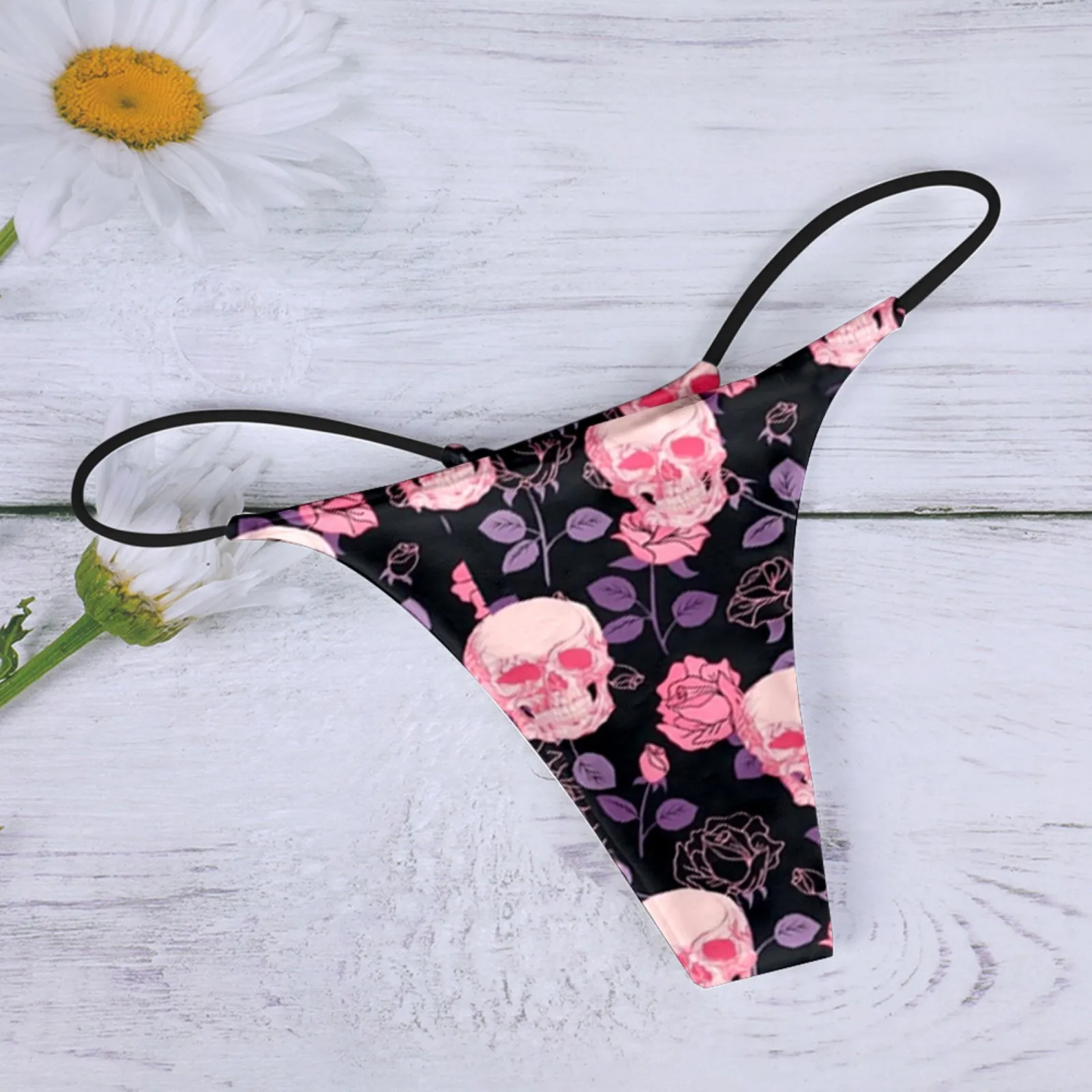 

Sexy Panties Women Underwear T Back G String Thongs Pink Skeleton Gothic Lingerie Seamless Female Briefs Underpants Pantys