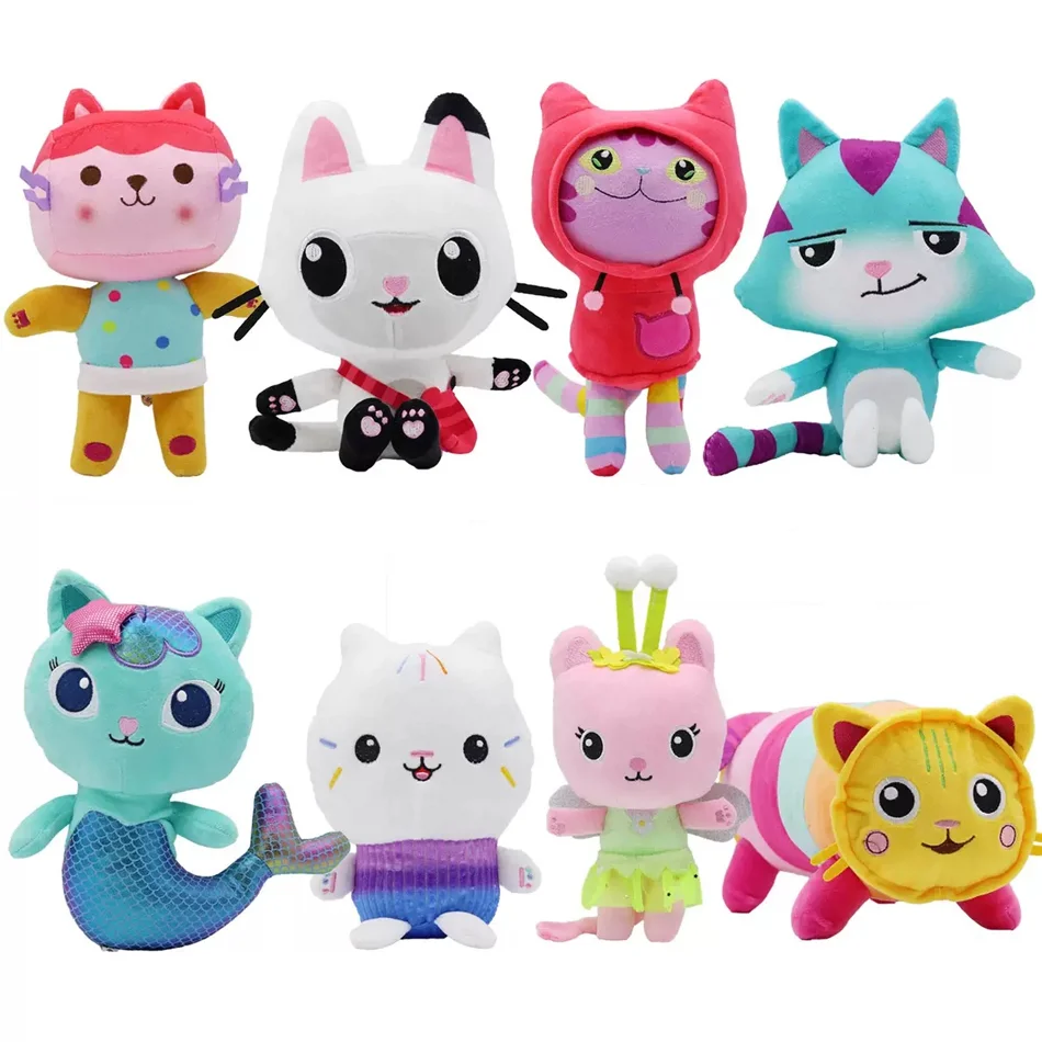 2016 animais de pelúcia gabby casa de bonecas adorável pelúcia gaby brinquedo de pelúcia casa gato boneca dos desenhos animados animais de pelúcia sereia gato plushie bonecas