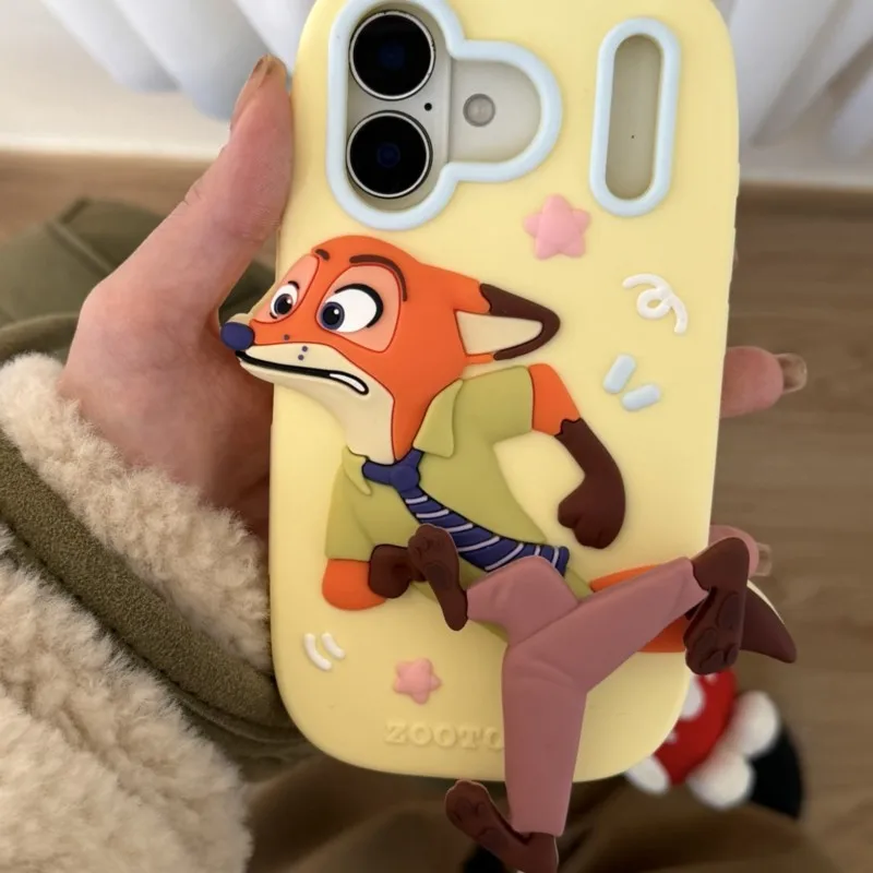 

Милый 3D-чехол для телефона с вращающимся изображением Джуди и Ника из мультфильма «Зверополис» для iPhone 17, 17 Pro, 17 Pro Max, 16, 15, 14, 13 Pro Max – защитный чехол