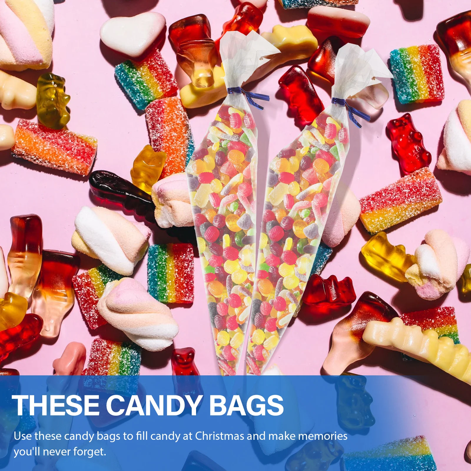 

4 set Clear Cone Candy Bag 4 Sets Transparent Opp Gift Pouch For Christmas Party Favor Storage Biscuit Wrapping Xmas Supply