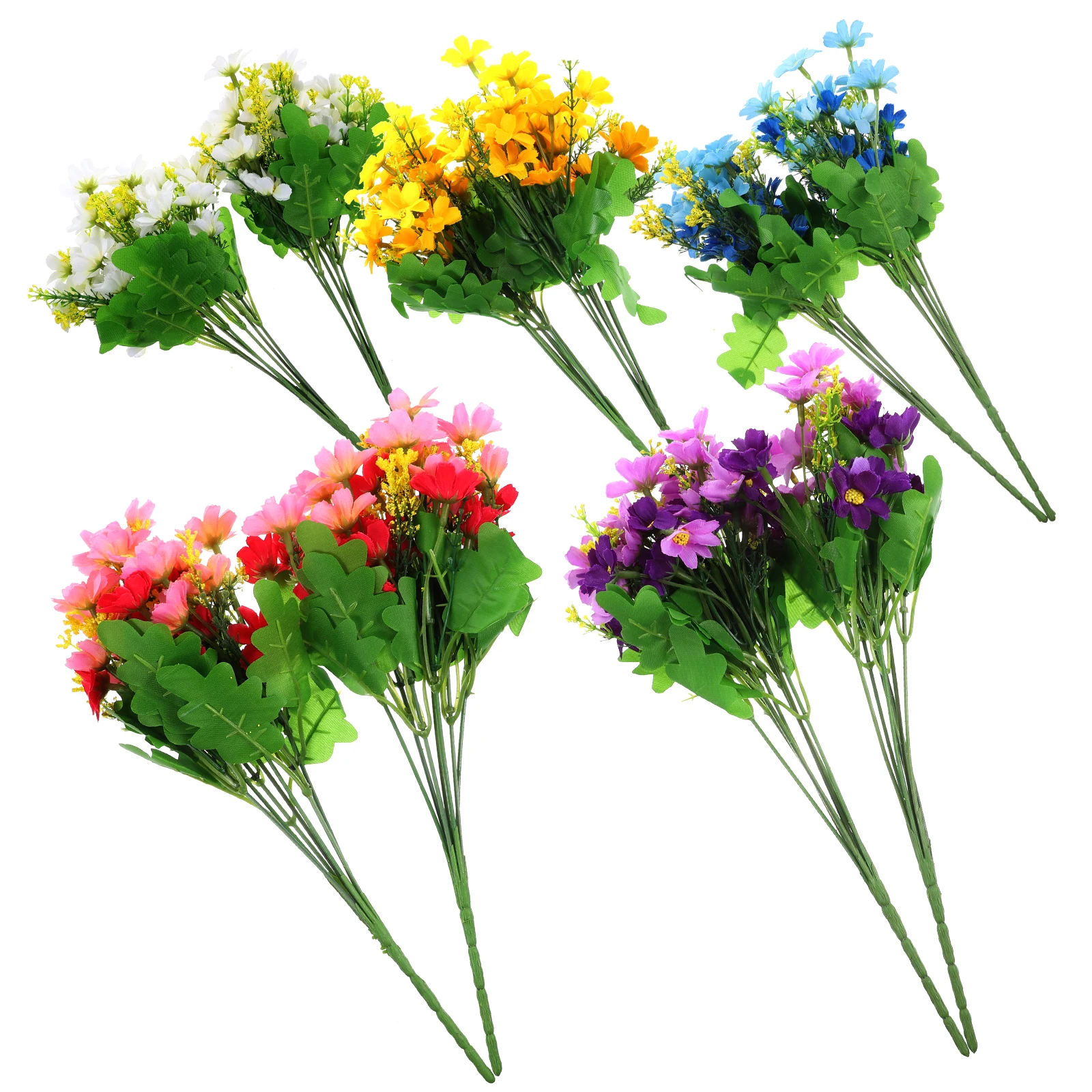 

10 Pcs Artificial Daisy Flowers Realistic Decorations Miniature Heads Outdoor Indoor Yellow Blue Purple White Pink