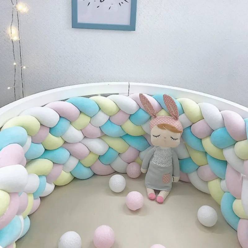 

1.5-2.2m 4 Knots Soft Newborn Baby Bed Bumper Infant Bed Crib Protection Kid Baby Bedding Accessories Pillow Toddler Crib Bumper