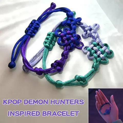 Kinesisk knut vävt armband Anime Kpop Huntrx armband Cosplay smycken tillbehör Rumi Jinu pararmband färgat turrep 10 best sales Kinesiskt knutarmband - №1