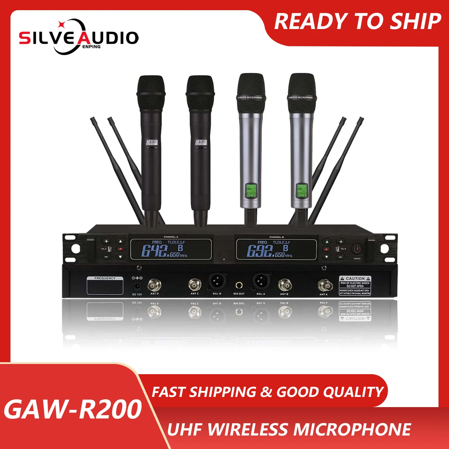 

GAW-R200 UHF Wireless Microphone Karaoke Microfon Singing Cordless Mic For Professional Performance