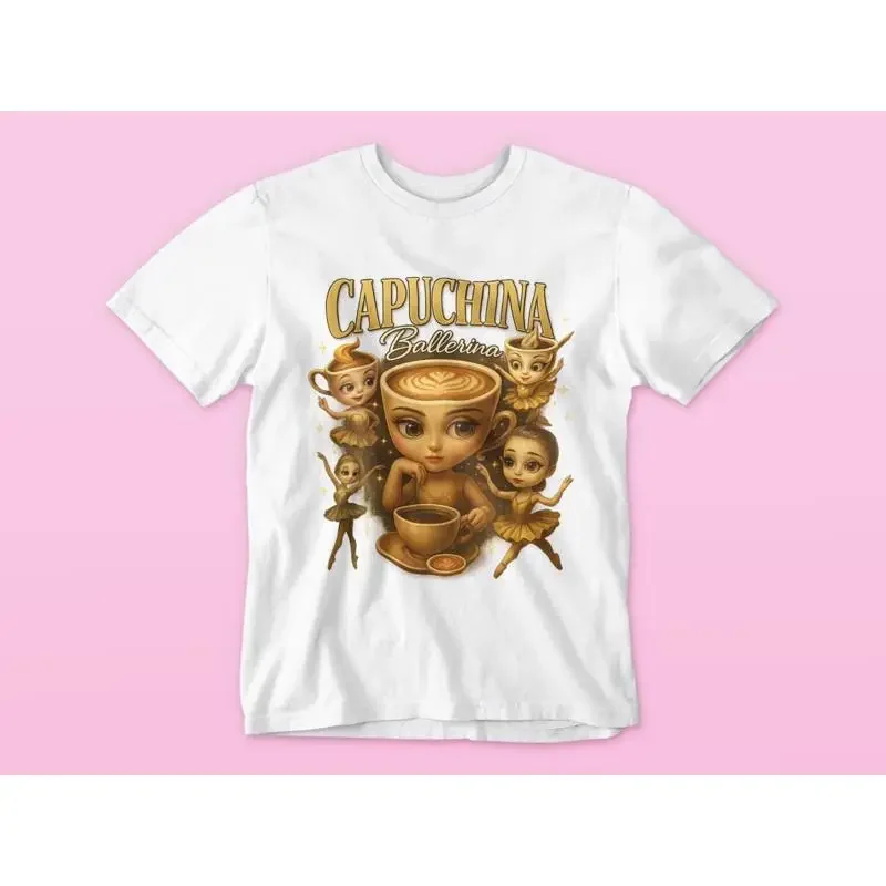 Cappuccino Dancer T Shirt Gen Z Meme Coffee Ballerina Bootleg Retro