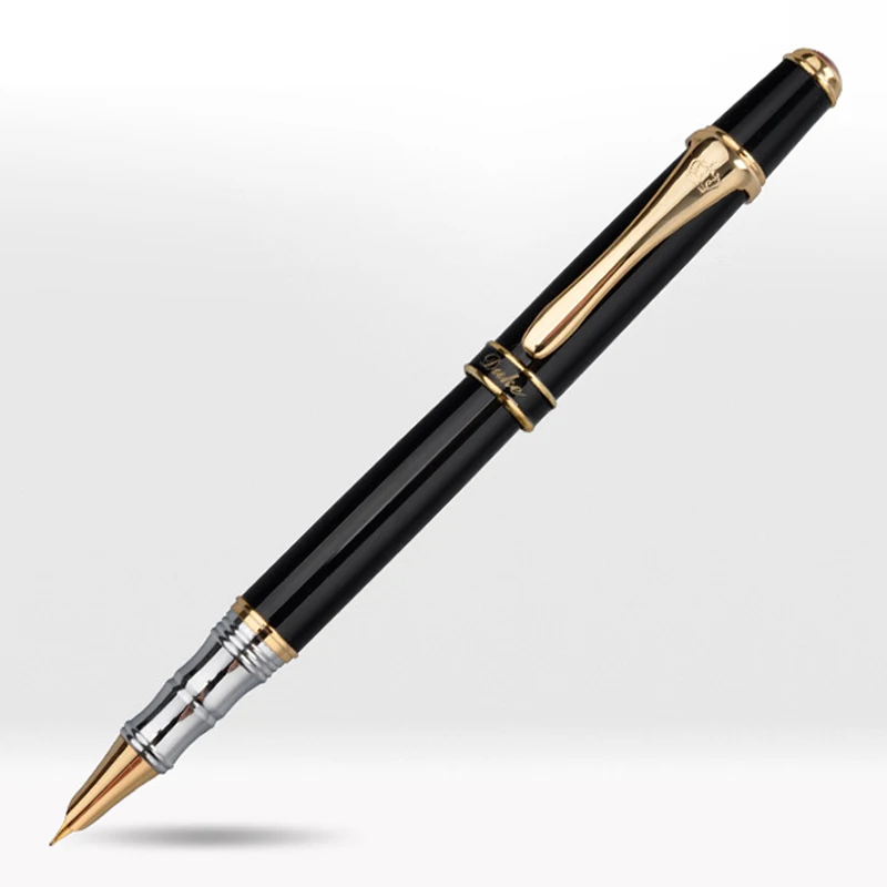 Duke High Grade Black & Golden Fountain Pen EF & F Nib 0.38 & 0.5mm For Writing Pen GFP005